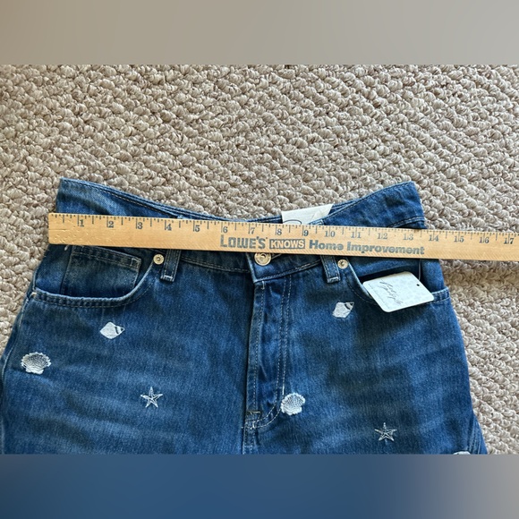 Free People NWT Blue Westward Wide Barrel Embroidered Jeans size 25 - Picture 3 of 8